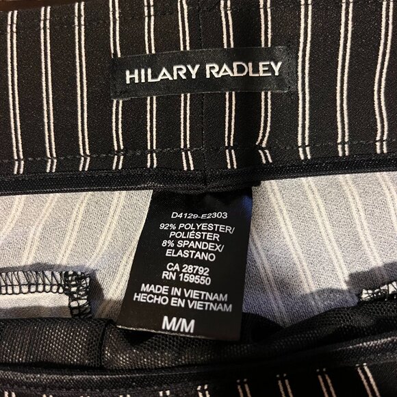 Hilary Radley Pull On Pants Size Medium Pin Striped Black/White Stretch Workwear - Picture 3 of 5